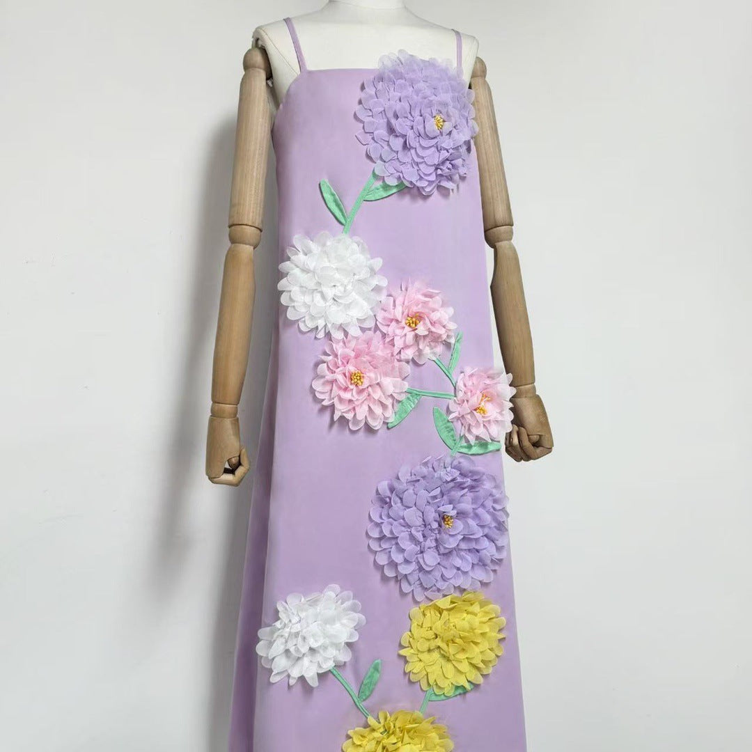 Embroidered Maxi Dress in Purple