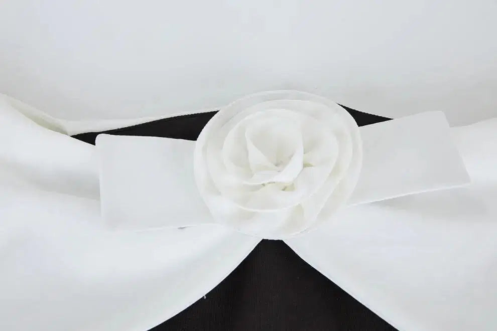Off-Shoulder 3D Flower Mini Dress in Black