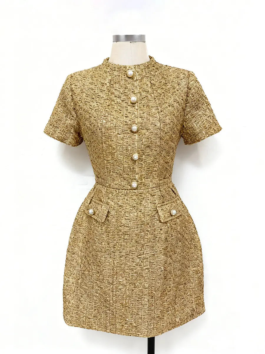 Embellished Mini Dress in Gold