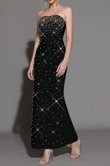 Rhinestone Black Maxi Dress