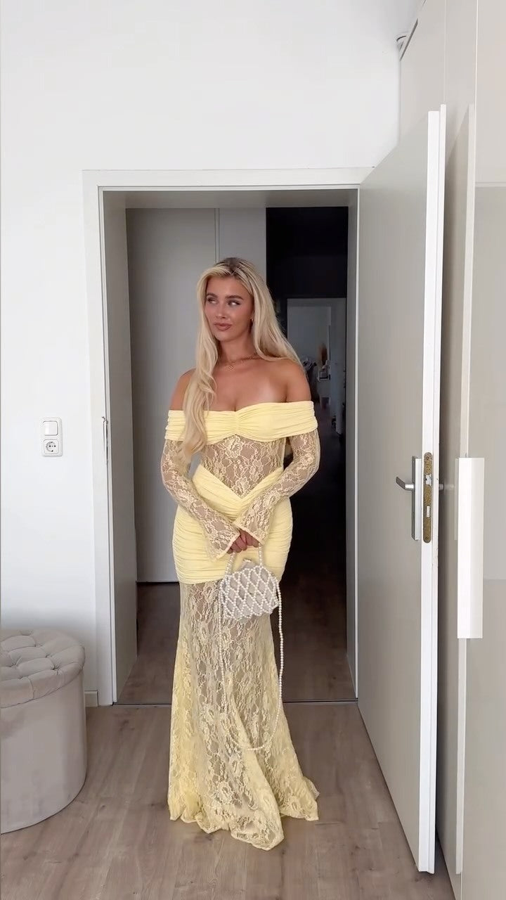 Lace-Trimmed Sleeve Maxi Skirt