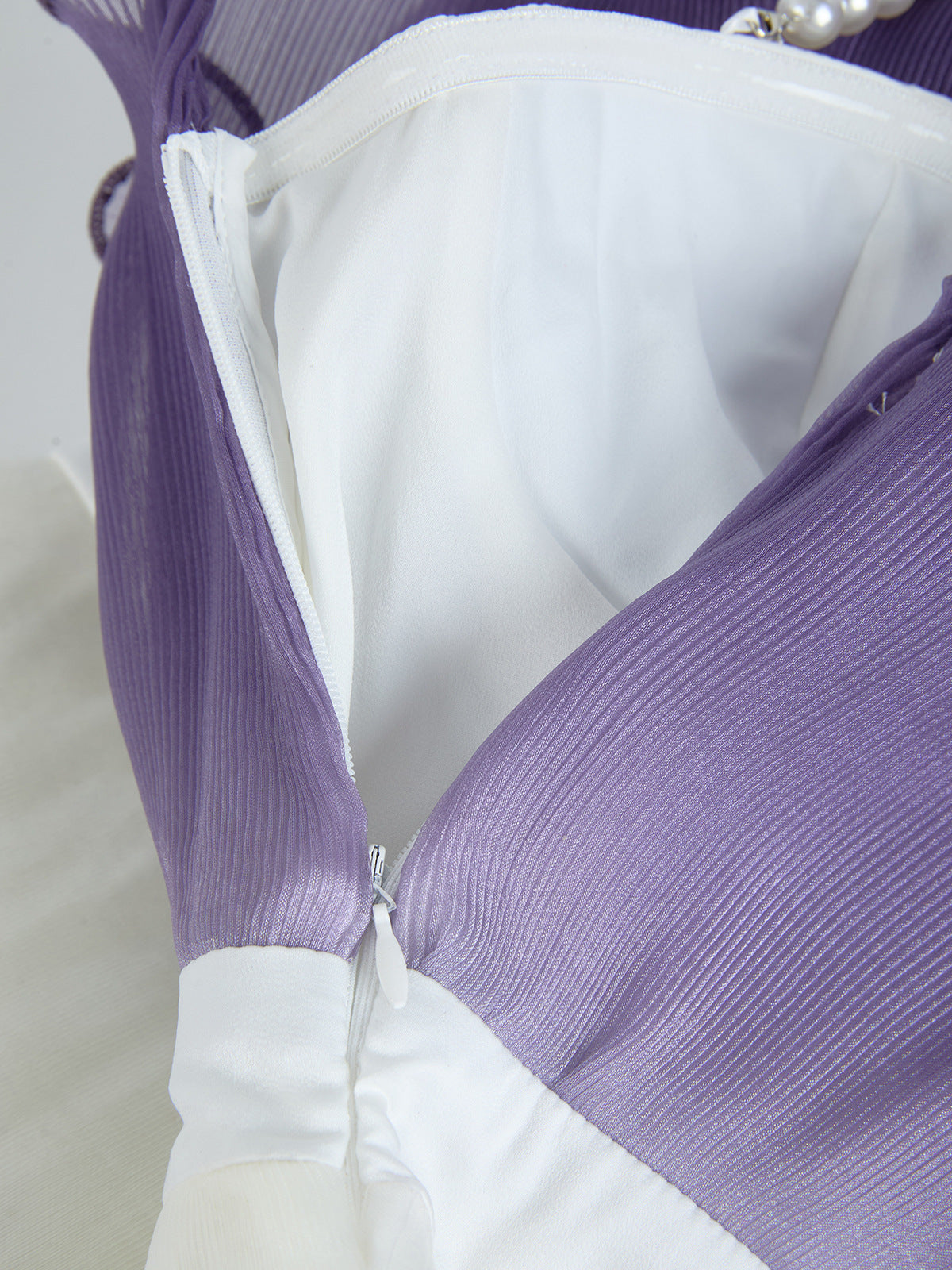 Purple Gradient Ruffle Trim Layered Mini Dress