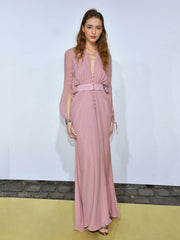 Pink Long-Sleeved Maxi Dress