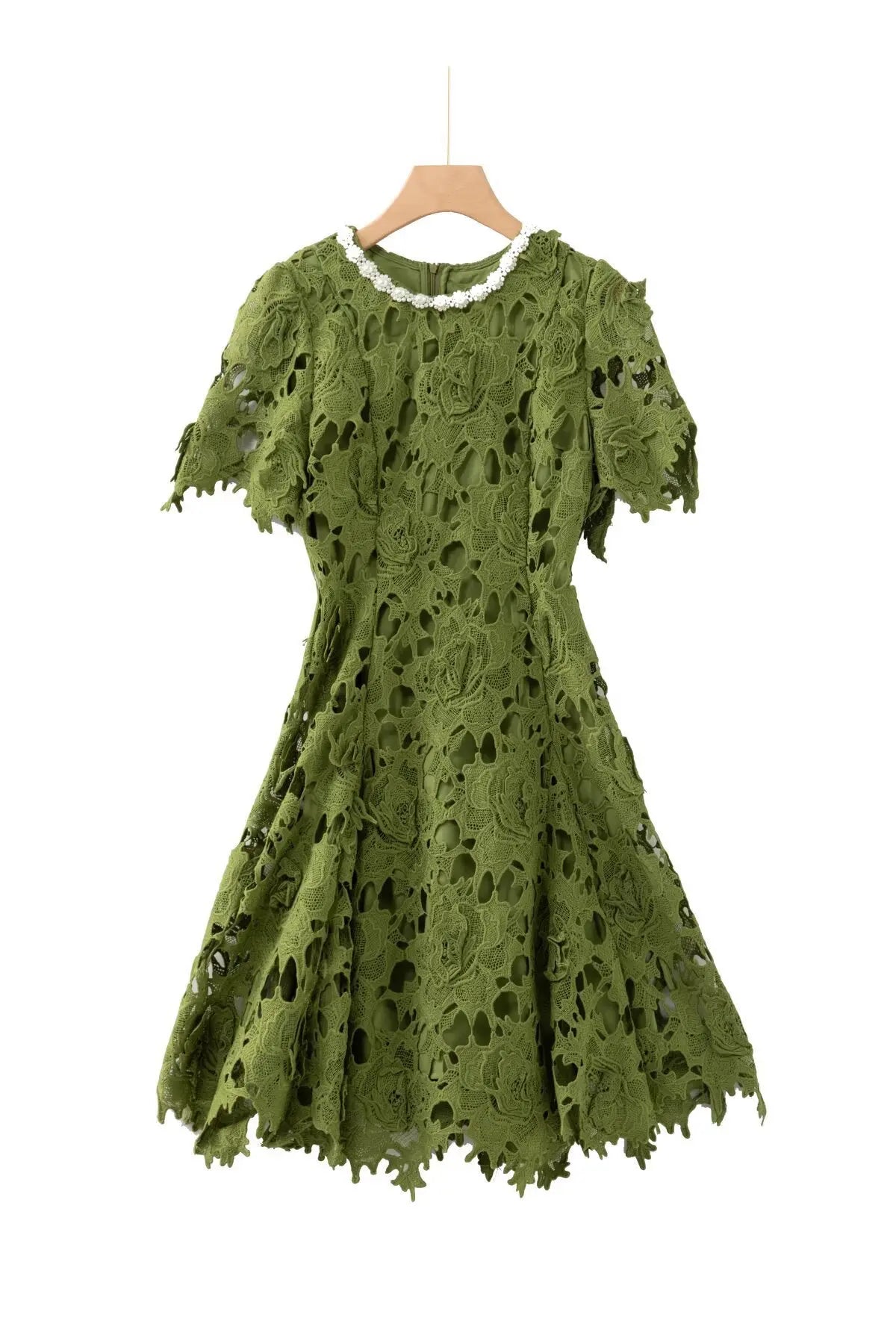 Green Hollow Mini Dress