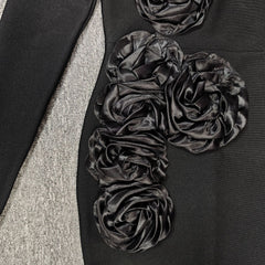 3D Flower Bandage Maxi Dress in Black