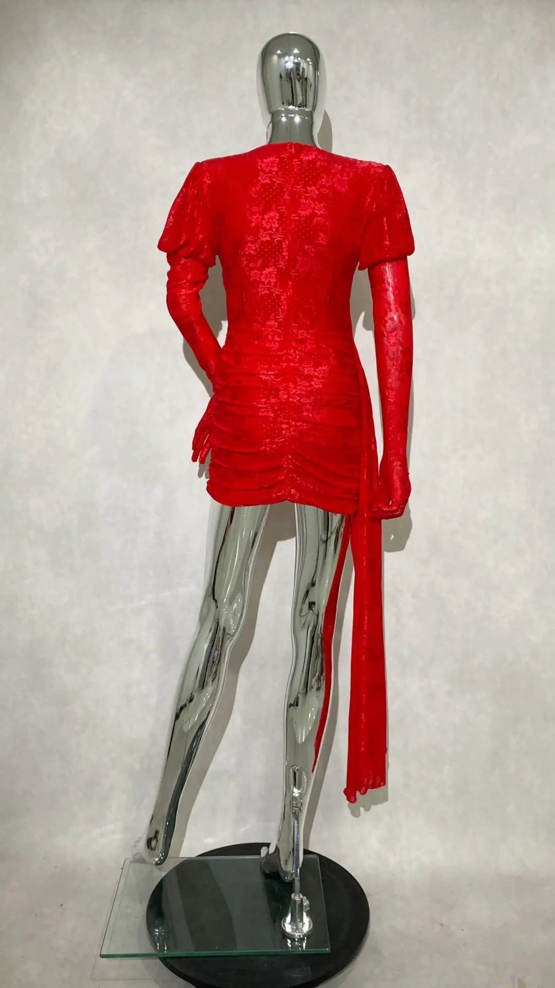 Floral Cutout Mini Dress - Red