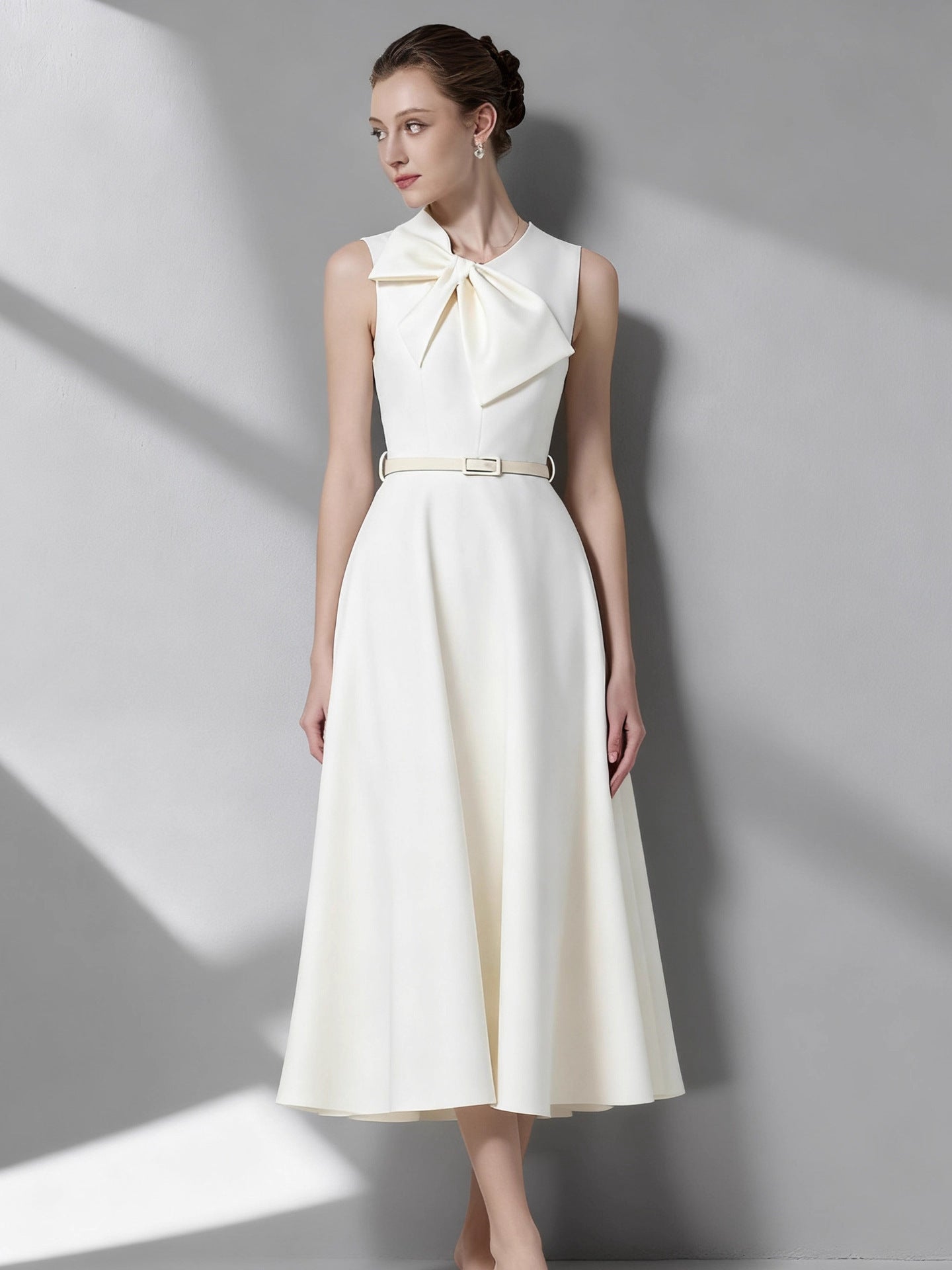 A-line Midi Dress with Belt