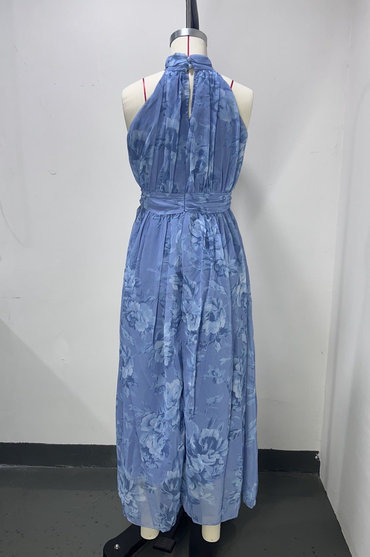 Green Floral Halter Maxi Dress