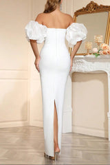 Rhinestone Beading Maxi Dress In White