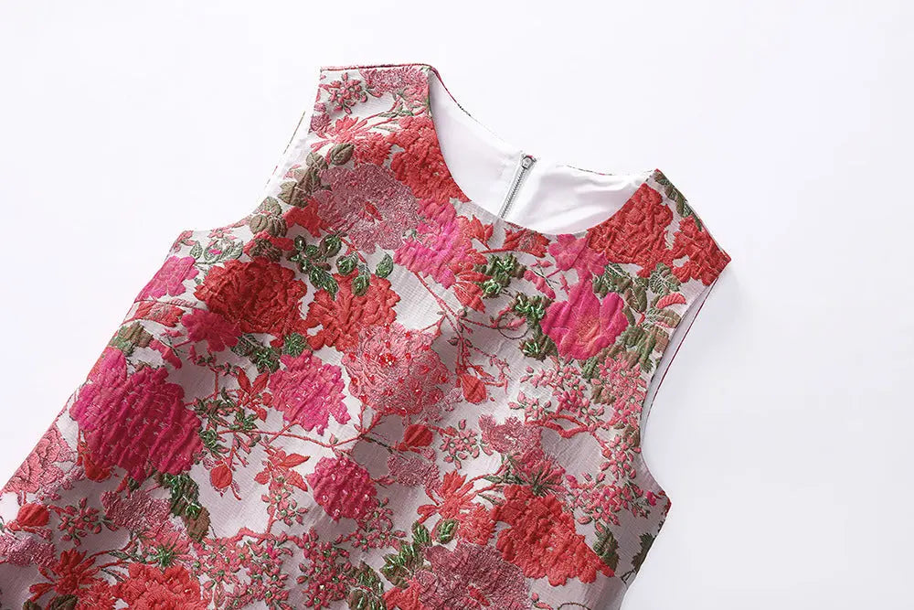 Floral Embroidery Sleeveless Mini Dress