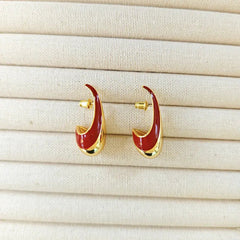 Retro Enamel Gold- Red Earring