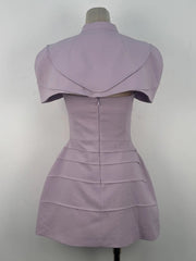Purple Cape Mini Dress with Straps