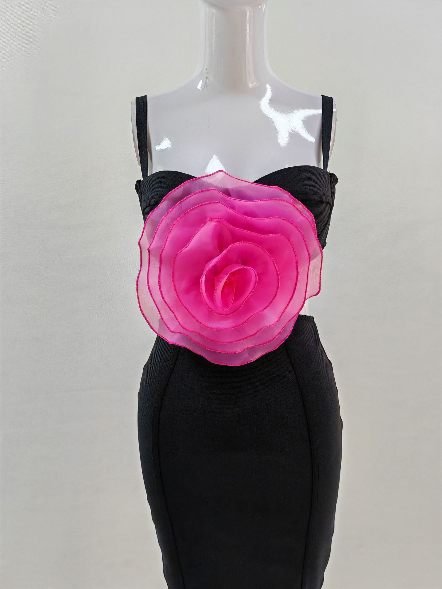 Mesh Flower Bandage Midi Dress