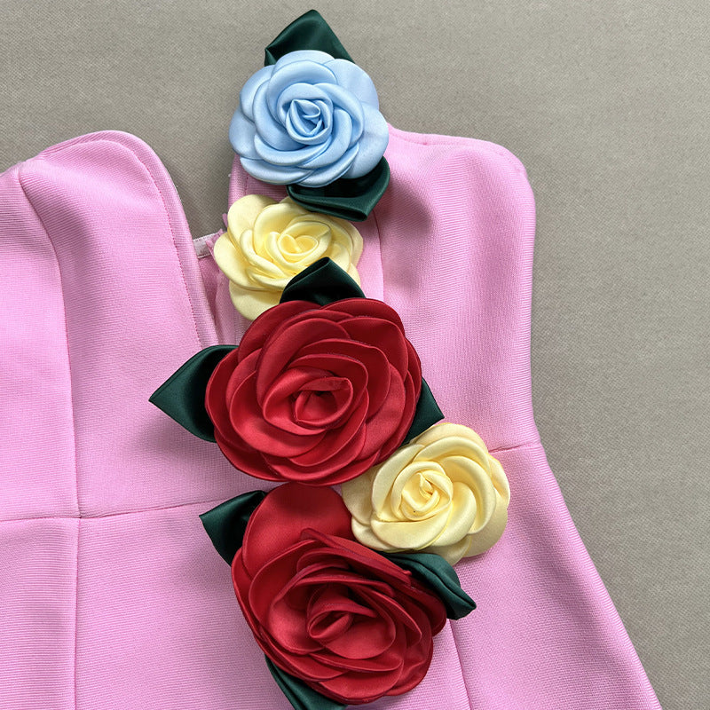3d Flower Top Mini Dress