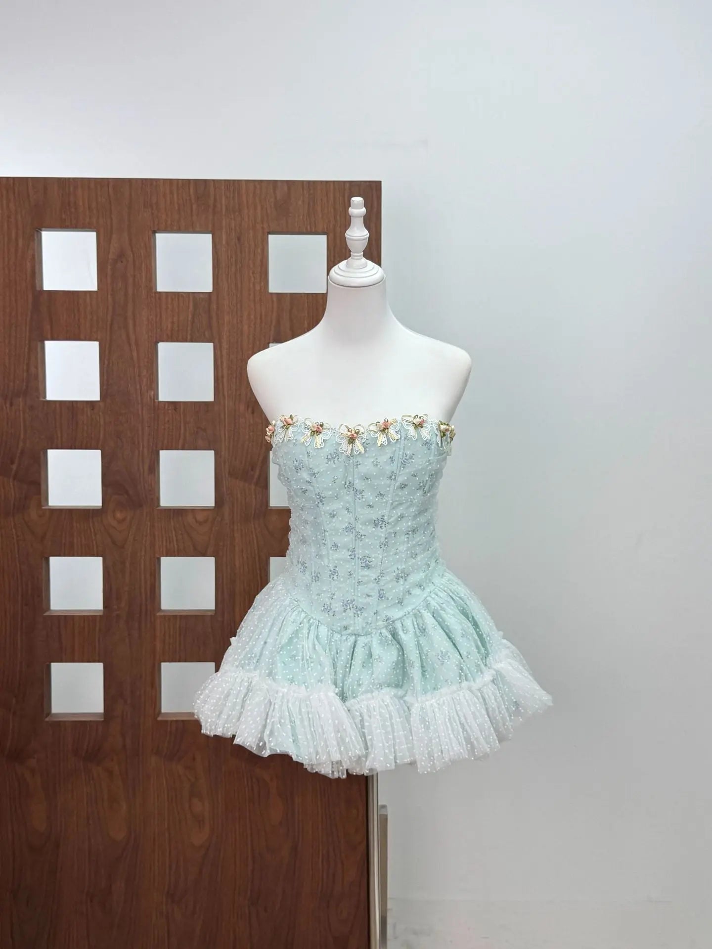 Floral Print Mini Dress in Blue