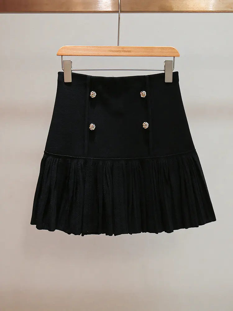 Double Breasted Ruffle Mini Skirt