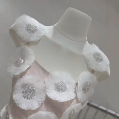 Rhinestone 3D Flowers Mini Dress - White