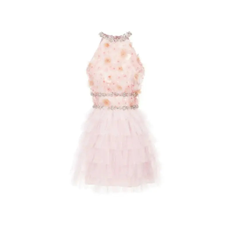 Sleeveless Halter Layered Party Dress