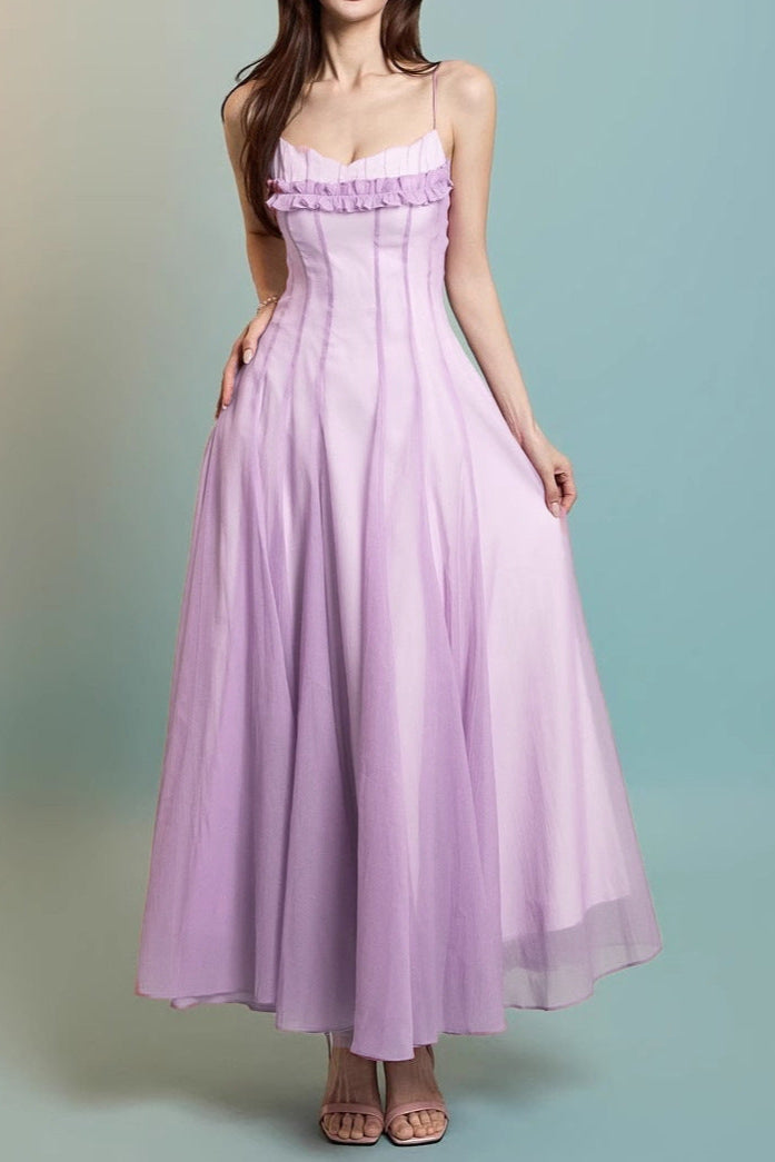 Chest Wrap Maxi Dress in Purple