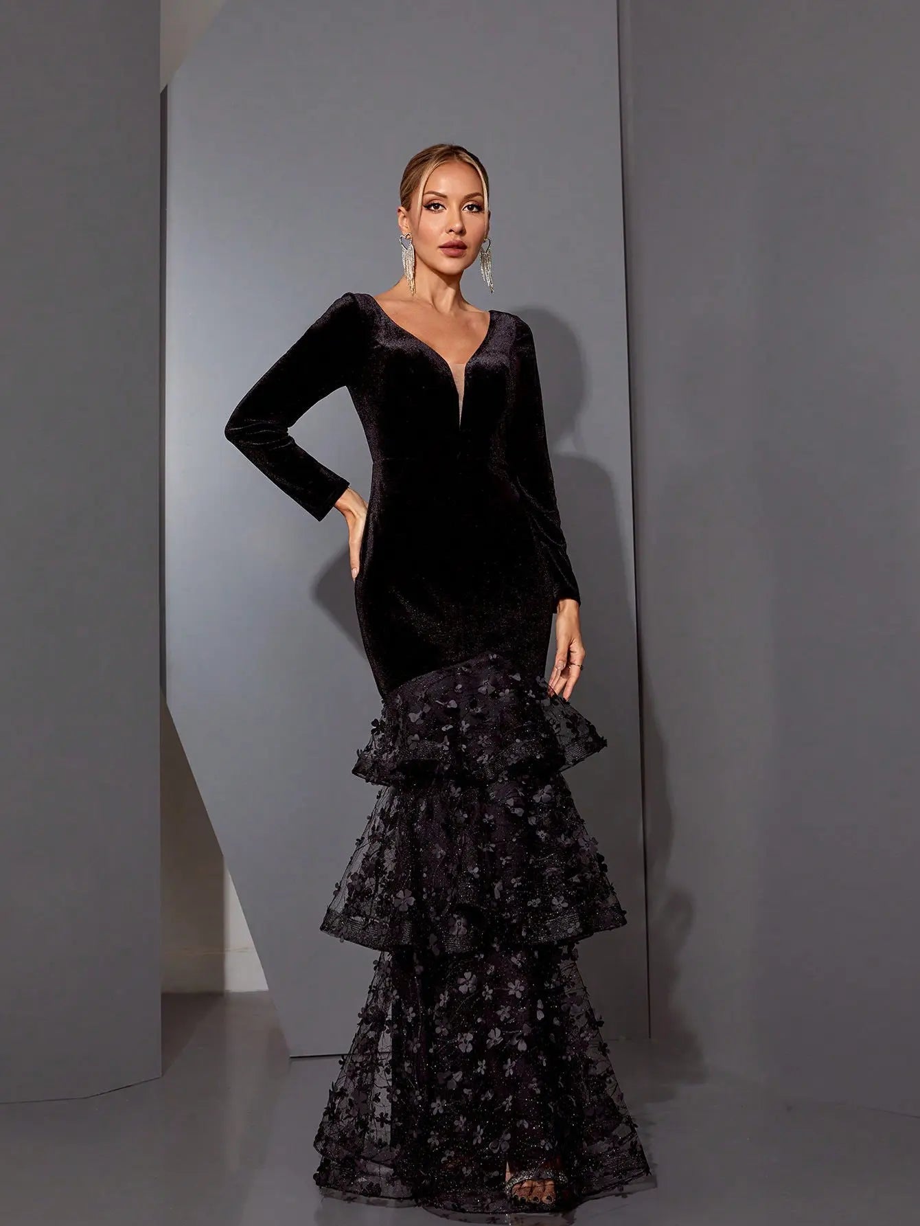 Black Flower Maxi Dress