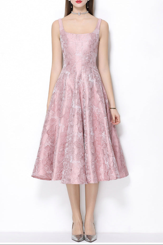 Vintage Slip Midi Dress in Pink