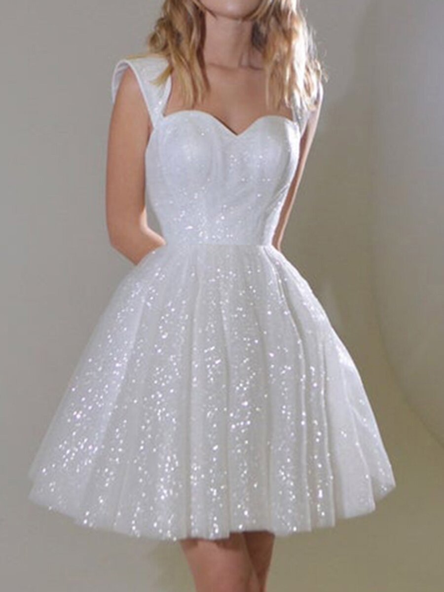 White Sexy Seed Short Princess Evening Gown Mini Dress