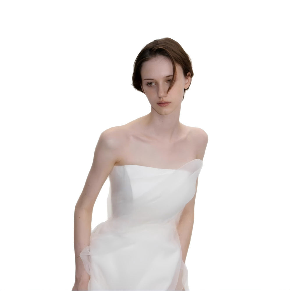 White French Lightweight High-End Slim Fit Simple Maxi Dress