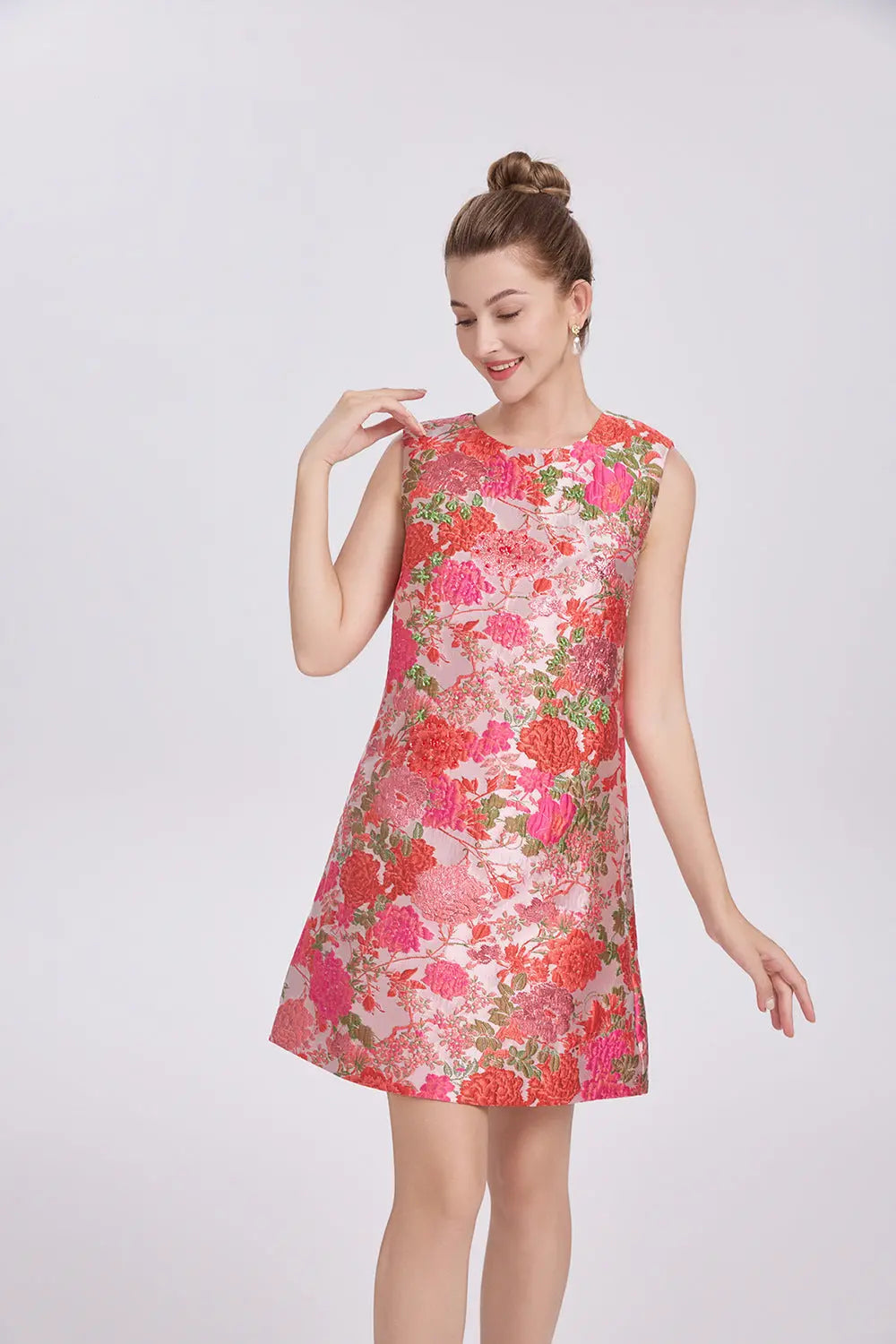 Floral Embroidery Sleeveless Mini Dress