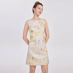 Sequin Floral Embroidery Sleeveless Mini Dress