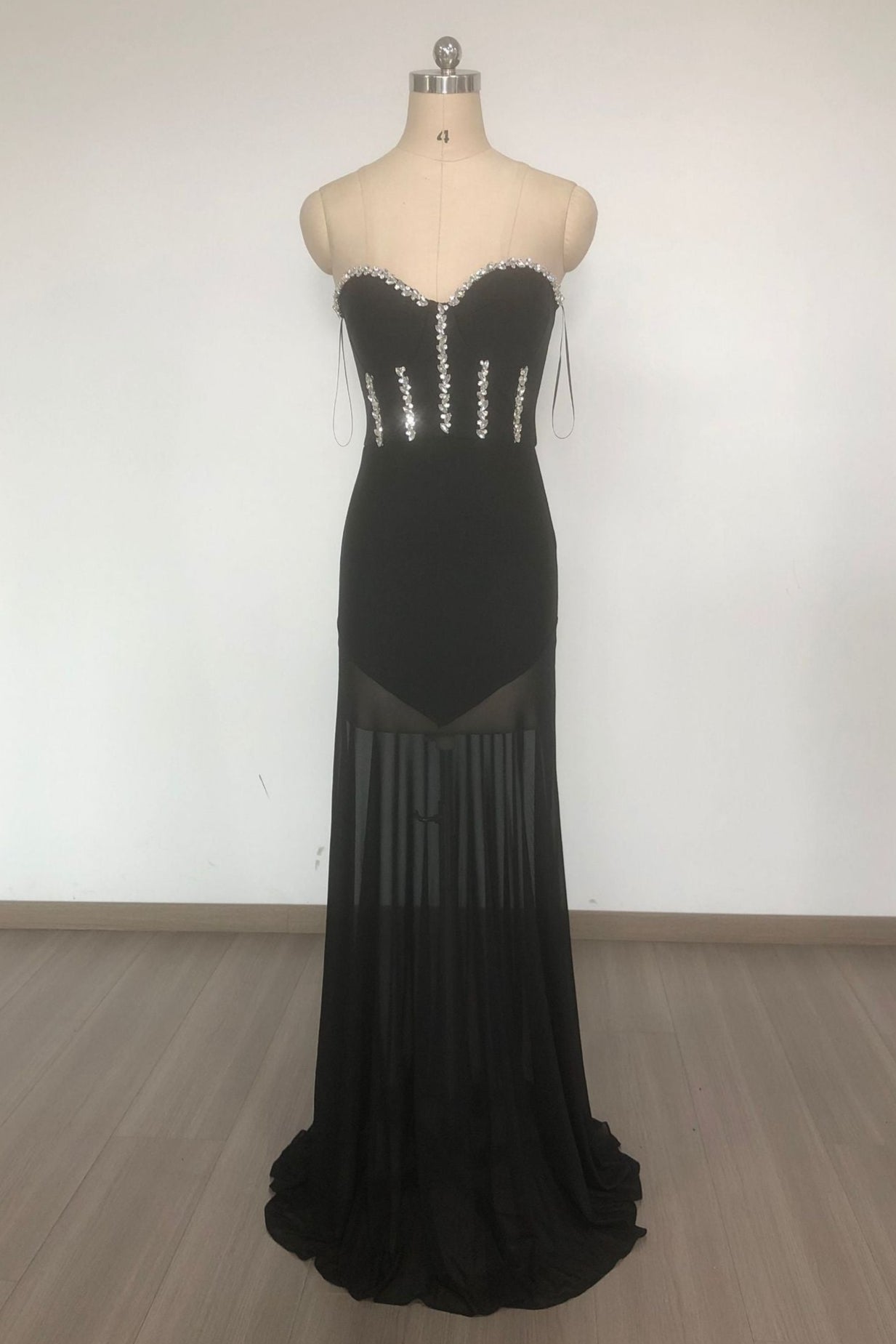 Black Mesh Bandage Maxi Dress