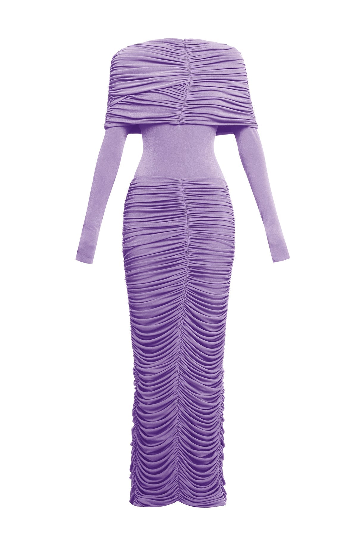 Purple Form-Fitting Maxi Dress with Asymmetrical Shoulder