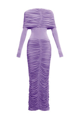 Purple Form-Fitting Maxi Dress with Asymmetrical Shoulder
