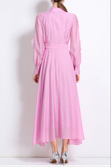 Embroidered Midi Dress in Pink