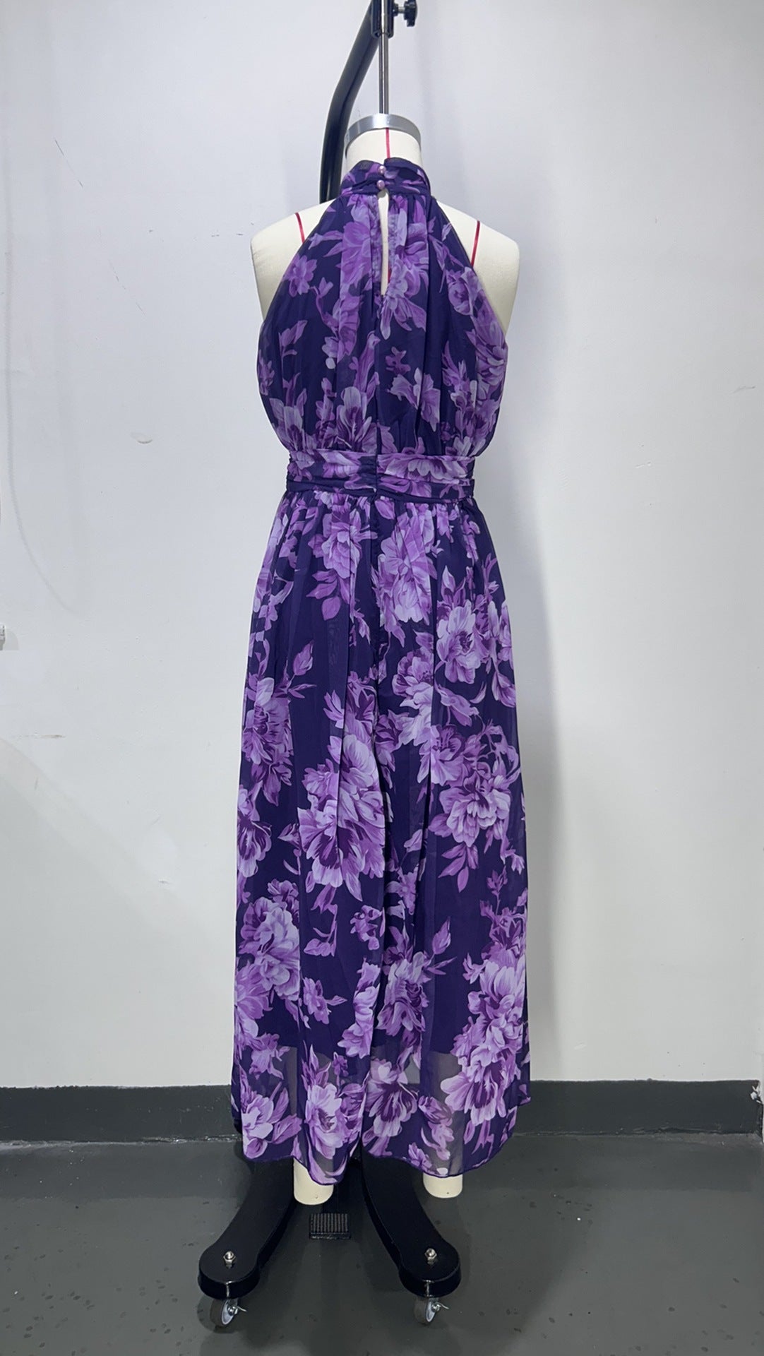 Green Floral Halter Maxi Dress