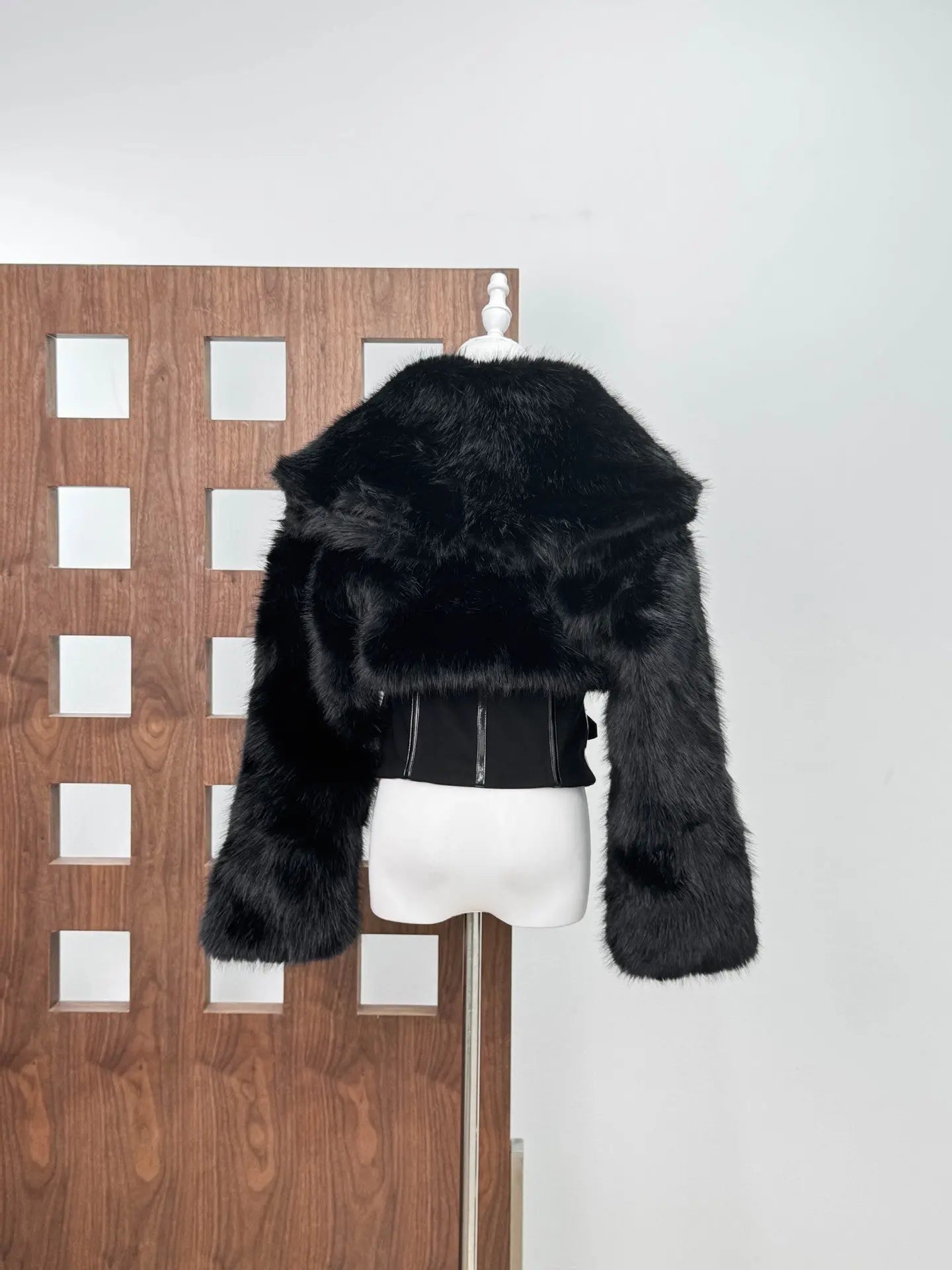 Faux Fur Corset Jacket in Black