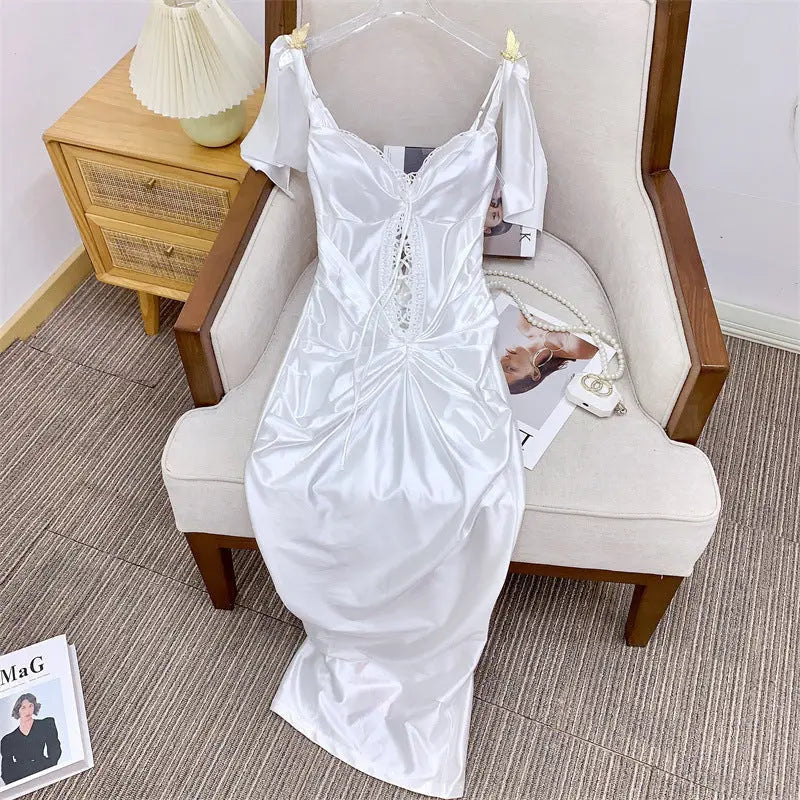 Satin Corset Dress in White