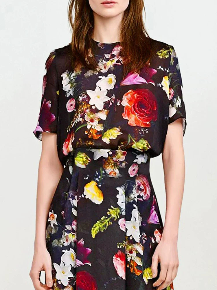 Floral Short Sleeve Maxi Dress