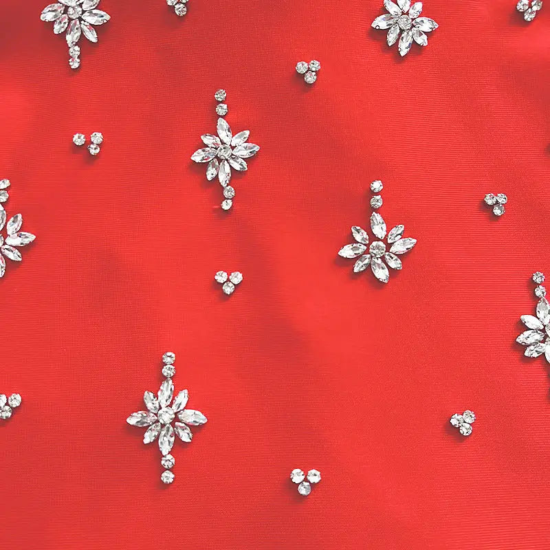 Sleeveless Diamond Bandage Mini Dress in red