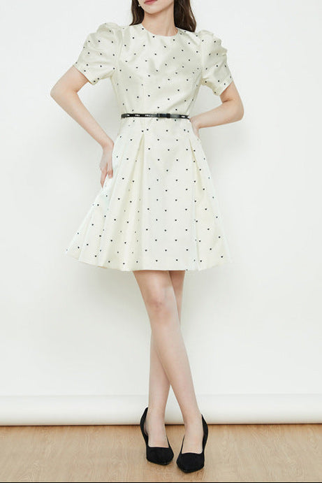 Puff Sleeve mini dress in beige