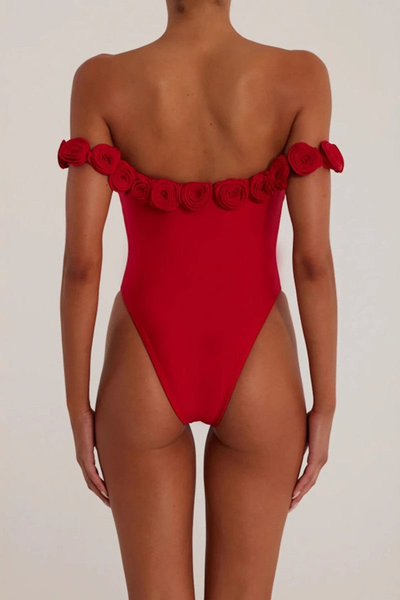 3d Flower Bodysuit in Red