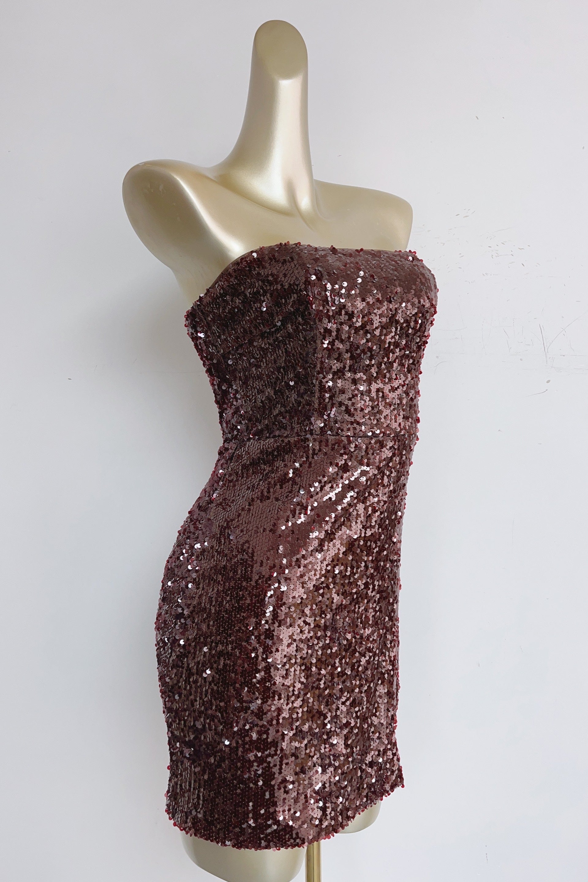 Sequin Mini Dress in Burgundy