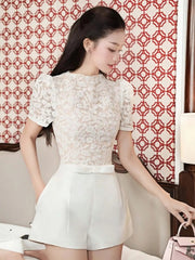 Lace Patchwork Jumpsuit in White