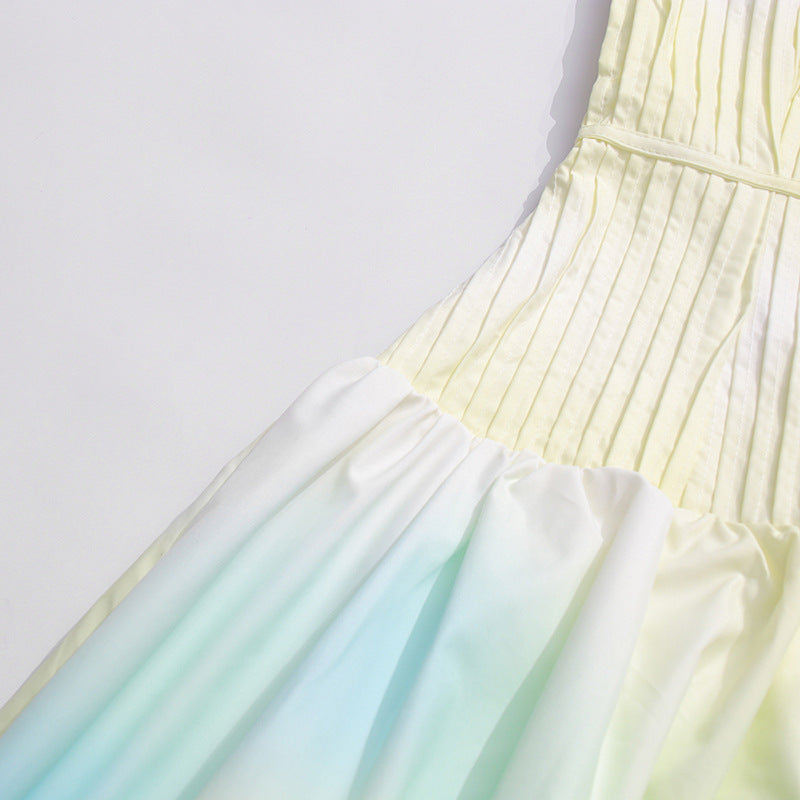 Printed Top Maxi Dress in Gradient Yellow