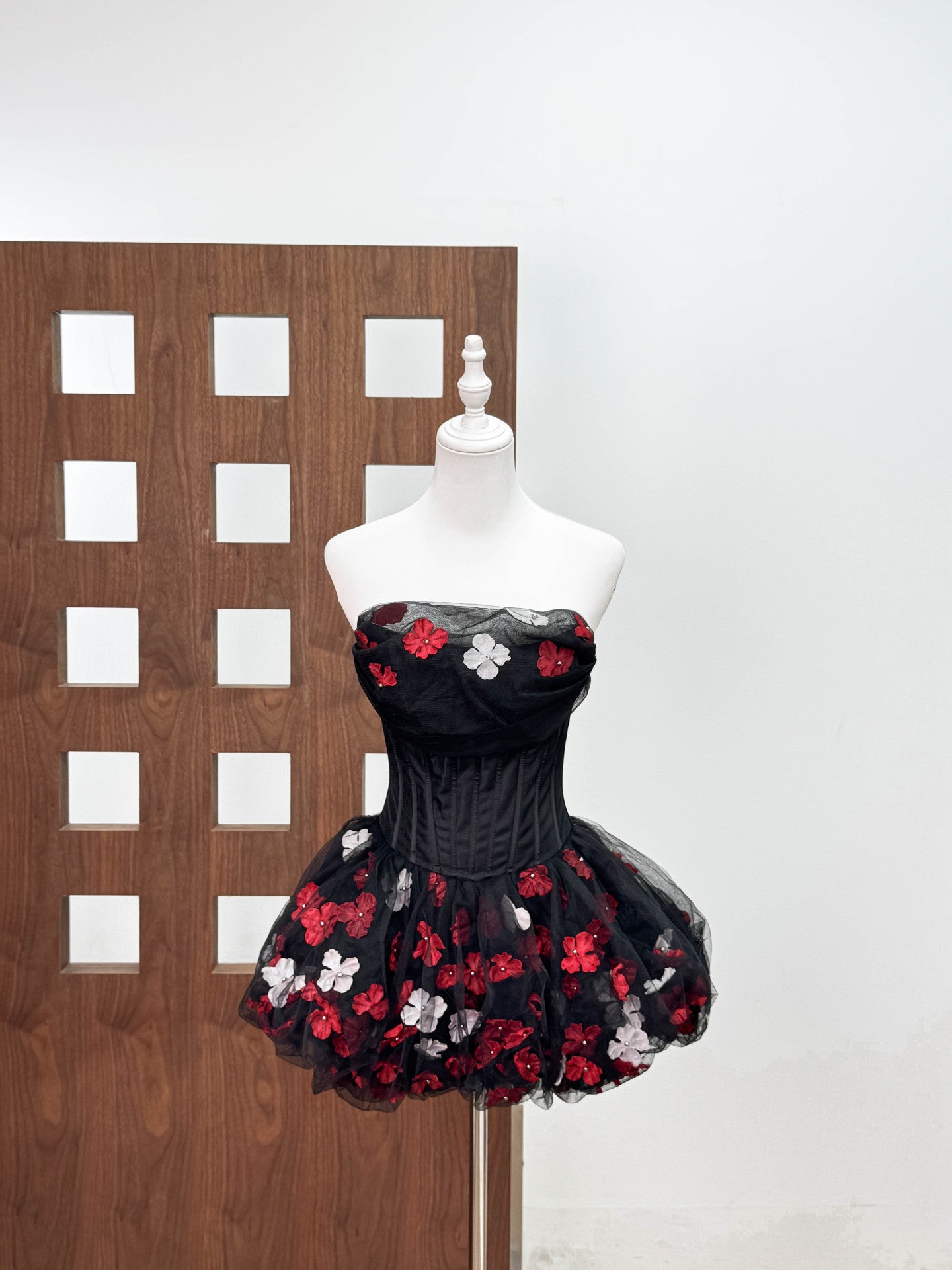 Roxya Floral Corset Mini Dress - Black