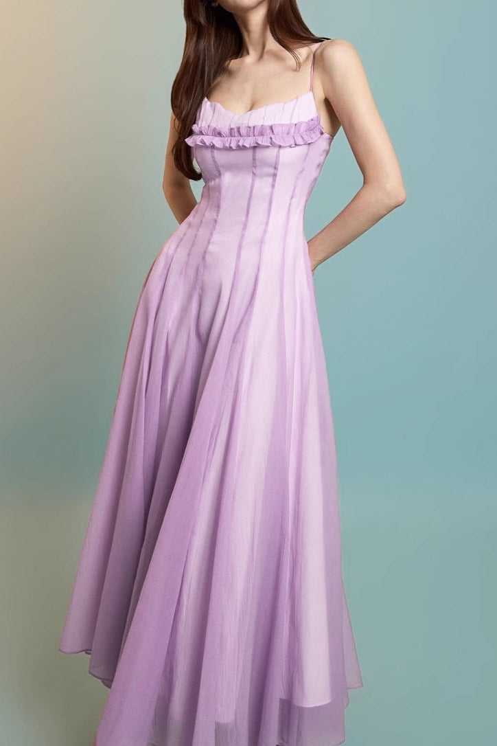 Chest Wrap Maxi Dress in Purple