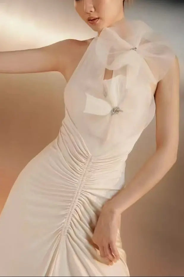 Flower Bodycon Maxi Dress in White