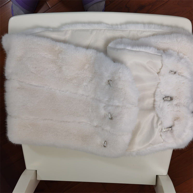 Off Shoulder Faux Fur Two Piece Set