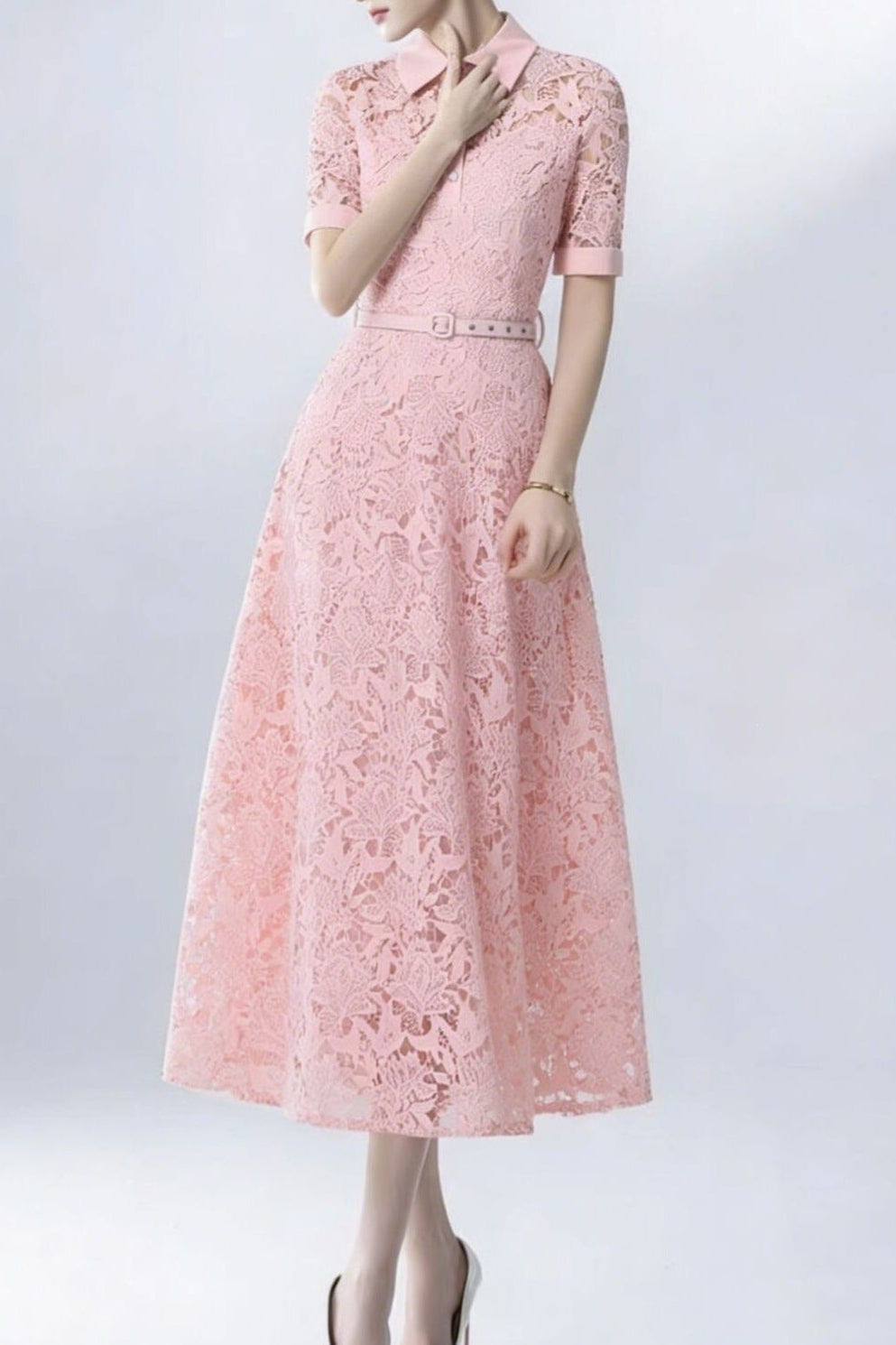 Lace Collared Midi Dress