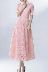 Lace Collared Midi Dress