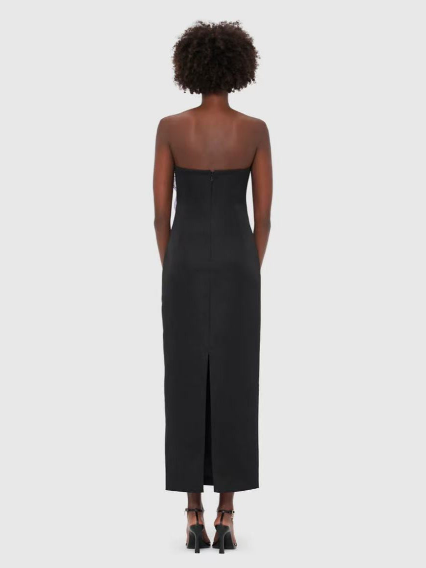 Floral Bustier Maxi Dress in Black